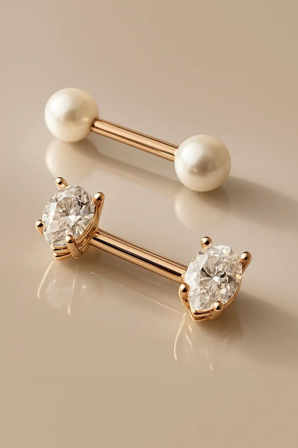 straight barbells nipple rings gold piercing jewelry