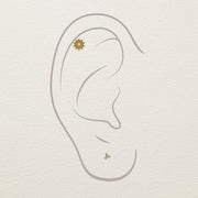 14k gold opal sunburst stud end shown on illustrated helix cartilage ear piercing