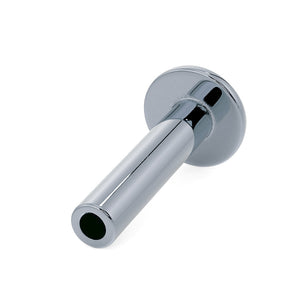 Titanium threadless flat back labret post 18G 1/4" showing hollow pin end and 4mm disc backing