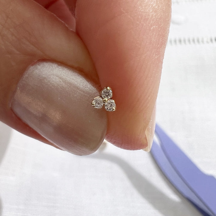 Teeny Trinity Diamond Piercing Stud End