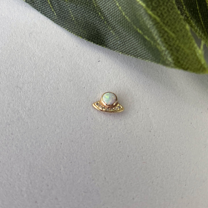 Opal and Diamond UFO Push Pin End