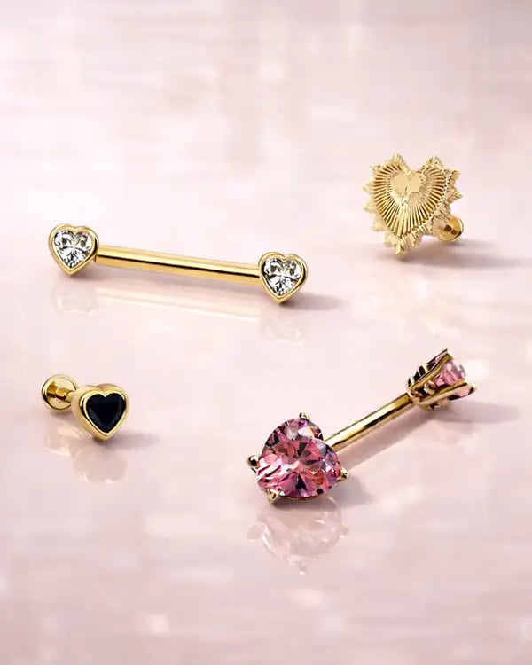 Gold and gemstone heart jewelry
