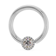 14k white gold diamond perlage fixed bead ring with milgrain bezel setting, front view