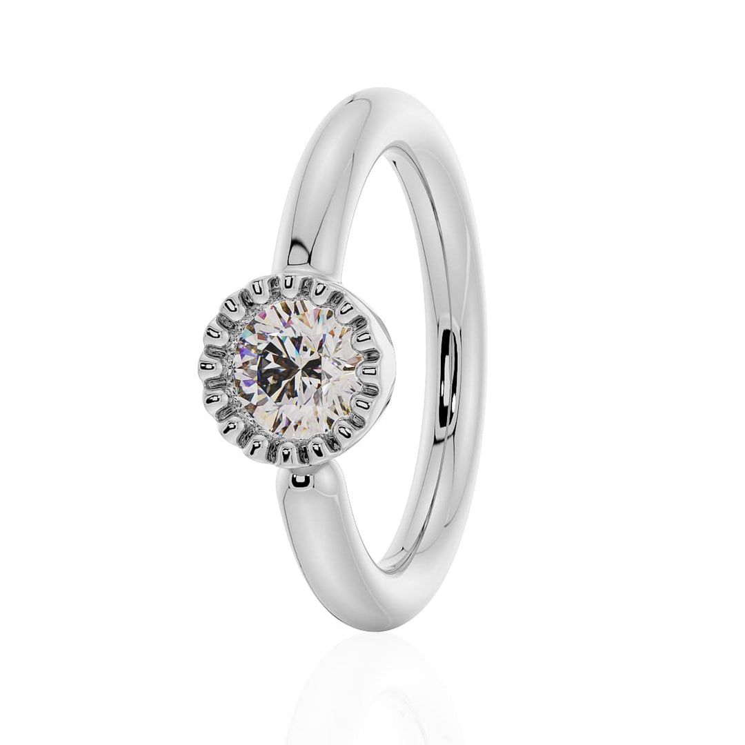 Diamond Perlagé Fixed Bead Ring Side Facing - White Gold