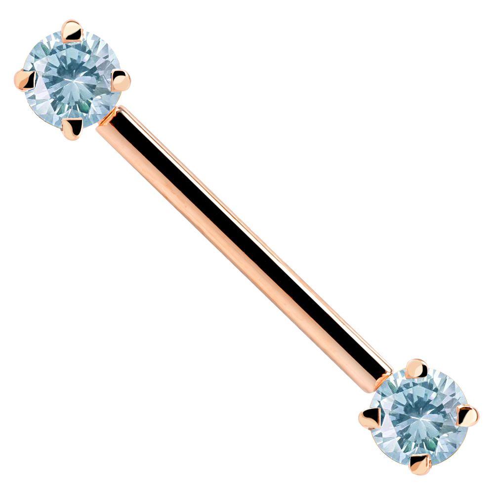 Round Gemstone 14K Gold Straight Barbell