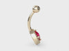 Video Garnet & Diamond Antiqued Cushion Cut 14k Gold Belly Ring