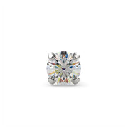 Close-up front view of 1.7mm VS1 diamond in 4-prong martini setting, white gold nose stud