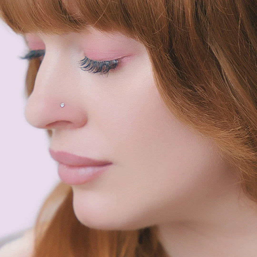 1.7mm Dainty Diamond Bezel Nose Ring Stud