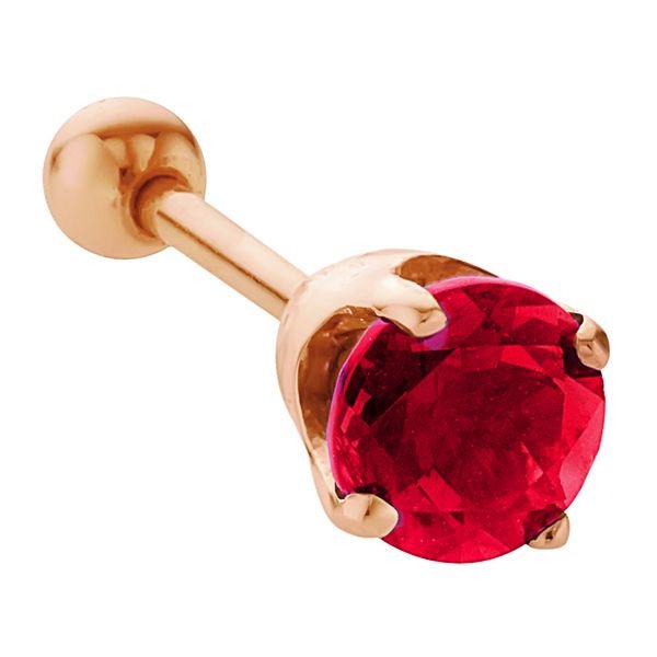 5mm Genuine Birthstone Basket Setting 14k Gold Cartilage Earring-Rose   Ruby