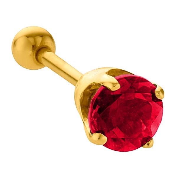 5mm Genuine Birthstone Basket Setting 14k Gold Cartilage Earring-Yellow   Ruby