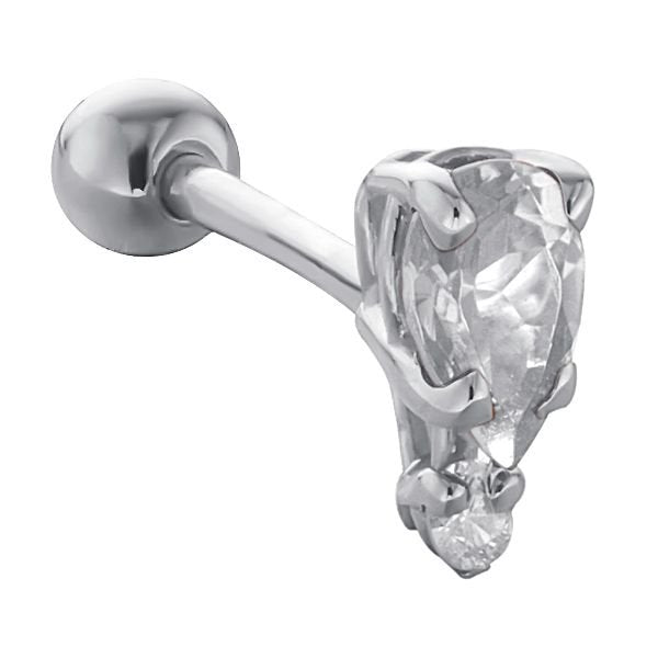 Teardrop Gemstone Diamond Accent 14k Gold Cartilage Stud Earring-White   Cubic Zirconia