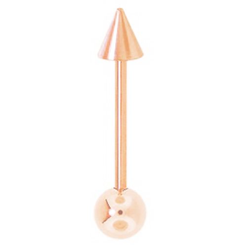 14K Gold Spike Ball Straight Barbell-14K Rose Gold   18G   7 16