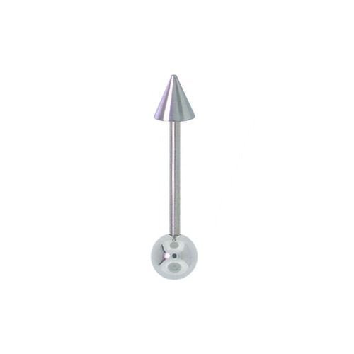 14K Gold Spike Ball Straight Barbell-14K White Gold   18G   7 16