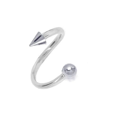 14K Gold Spike & Ball Twister Spiral Barbell-14K White Gold   18G   5 16