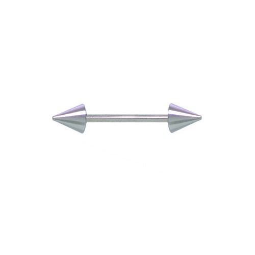 14K Gold Spike Straight Barbell-14K White Gold   18G   7 16