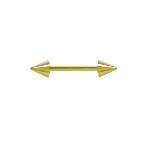 14K Gold Spike Straight Barbell-14K Yellow Gold   18G   7 16