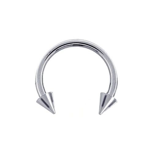 Spike 14K Gold Circular Barbell-14K White Gold   18G   7 16
