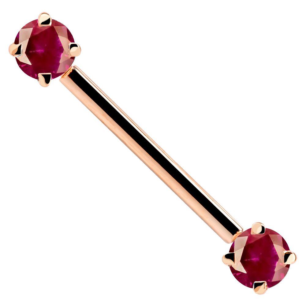 Round Gemstone 14K Gold Straight Barbell