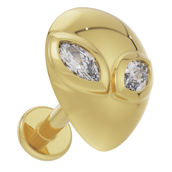 Alien Diamond 14K Gold Flat Back Earring