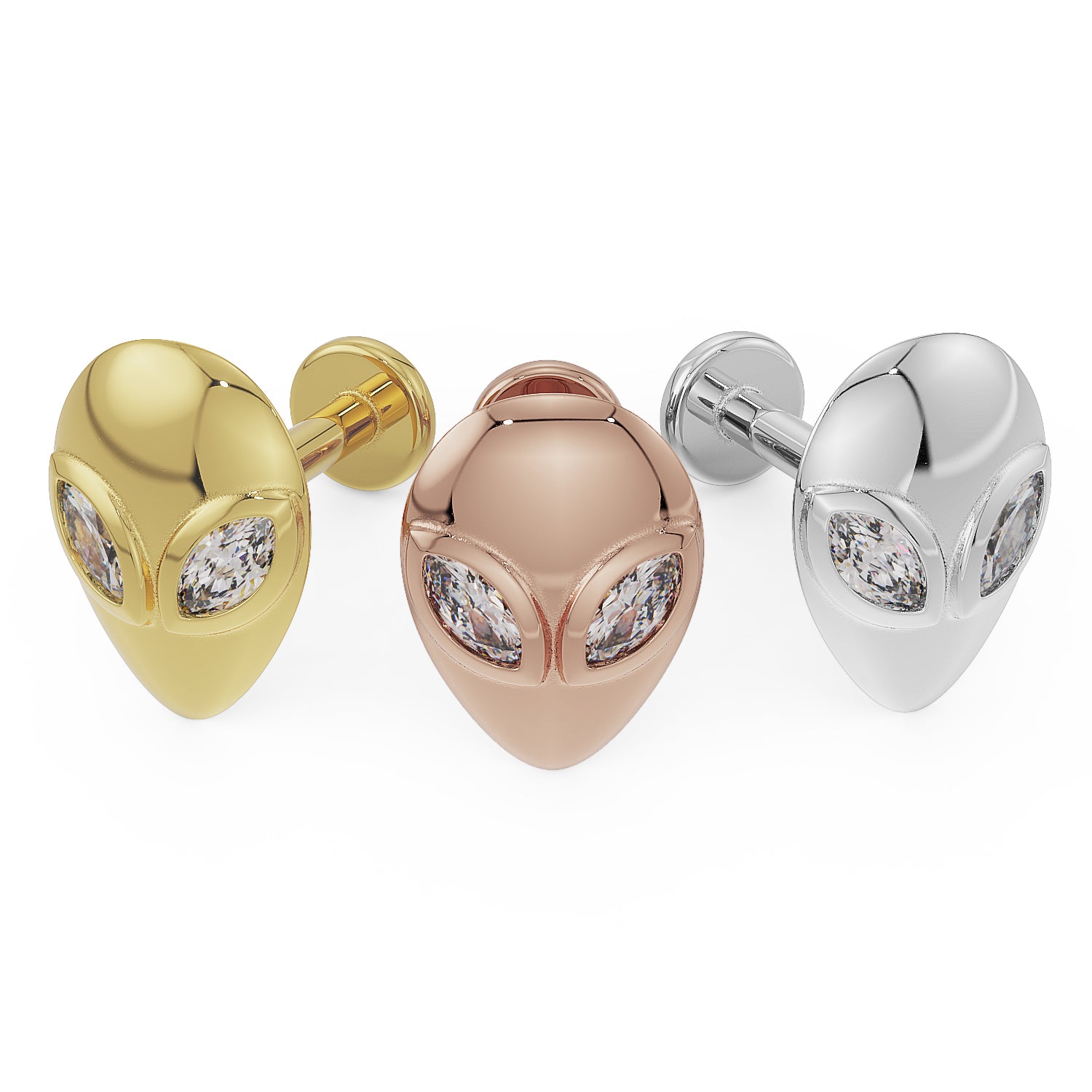 Alien Diamond 14K Gold Flat Back Earring