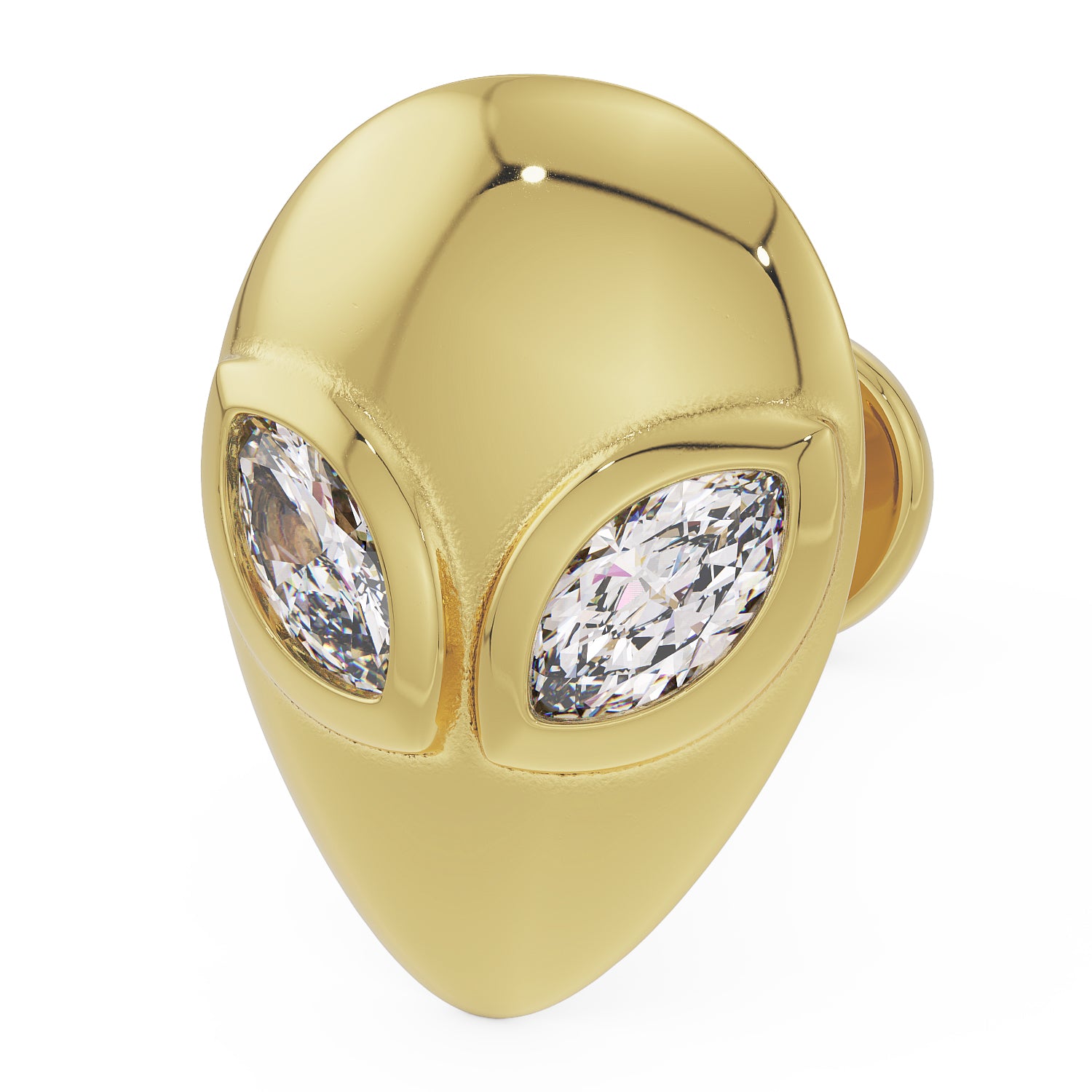 Alien Diamond 14K Gold Flat Back Earring