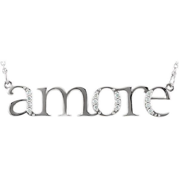Diamond "Amore" 14K Gold Pendant Necklace-14K White Gold