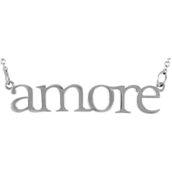 "Amore" 14K Gold Pendant Necklace-14K White Gold