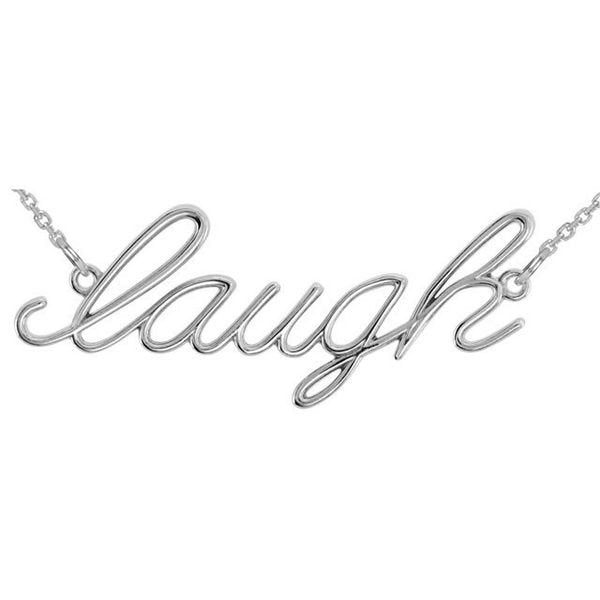 "Laugh" 14K Gold Pendant Necklace-14K White Gold