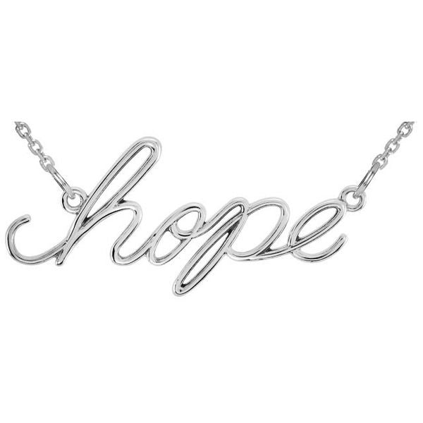 "Hope" 14K Gold Pendant Necklace-14K White Gold