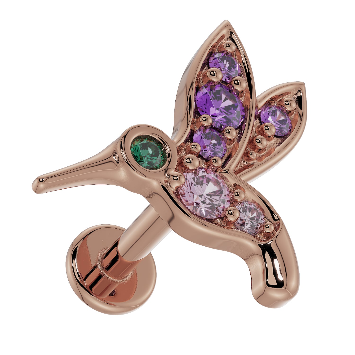 Hummingbird 14K Gold Flat Back Earring