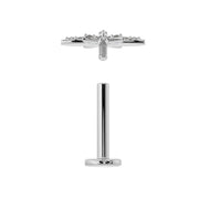 Exploded view of north star flat back earring showing threaded top and separate barbell post