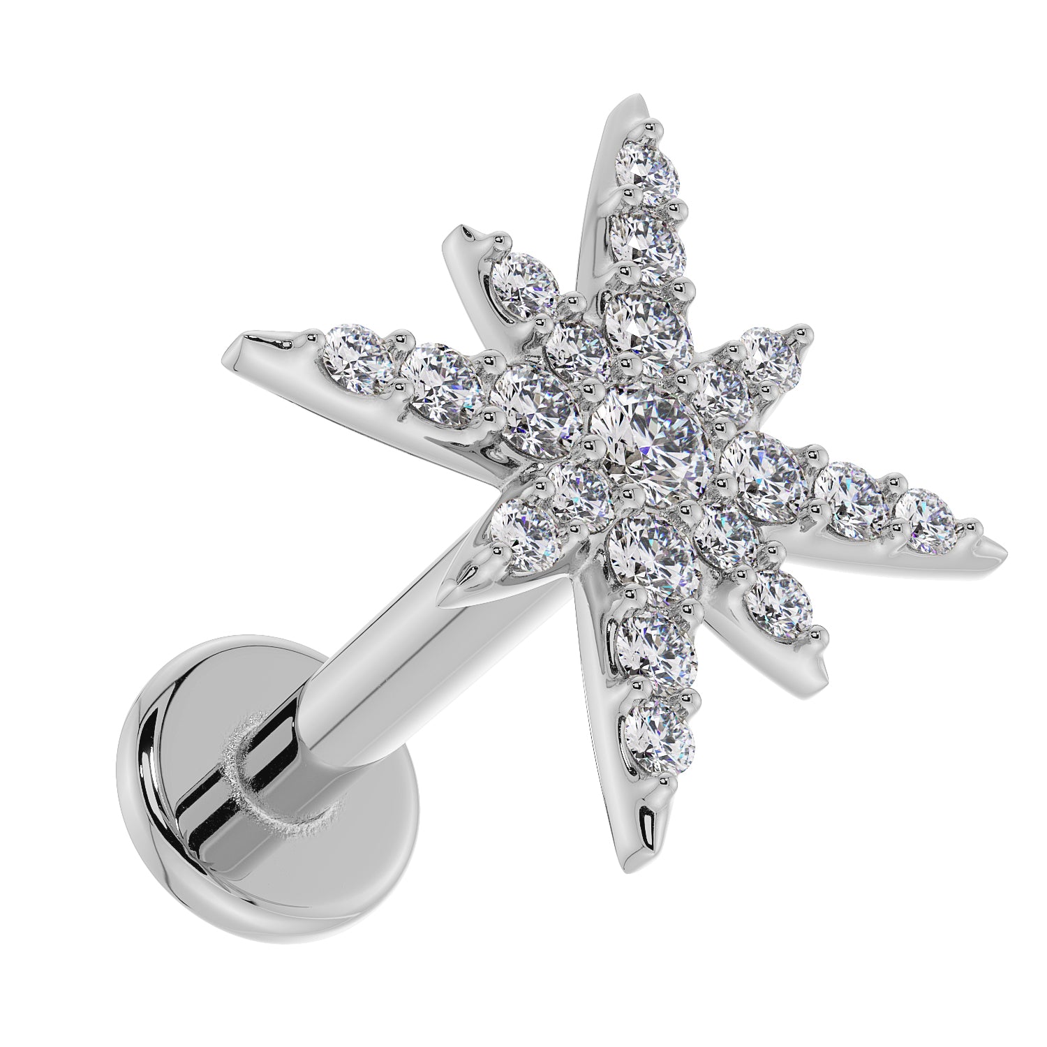 North Star Diamond 14K Gold Flat Back Earring