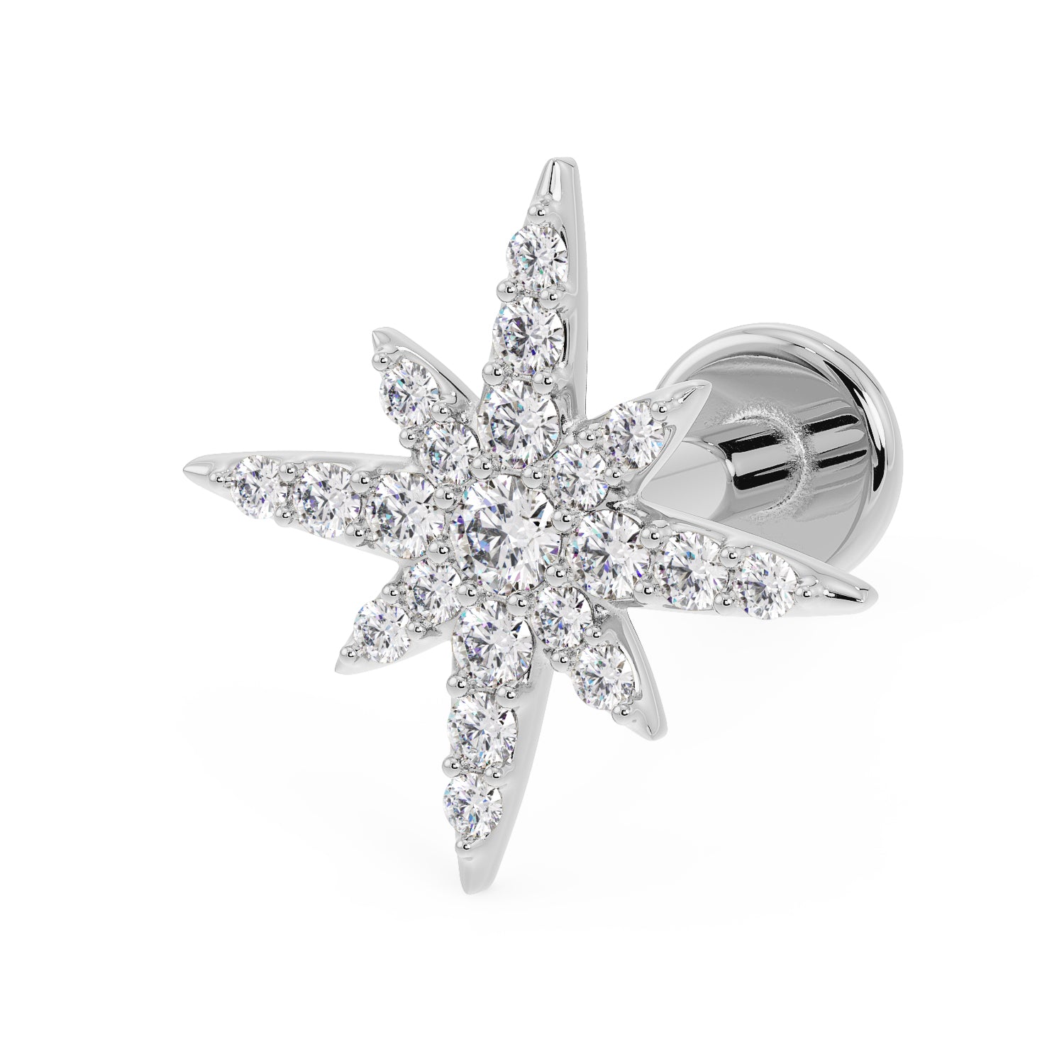 North Star Diamond 14K Gold Flat Back Earring