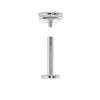 Exploded view of 14k white gold flat back labret showing threaded top and post separated for assembly