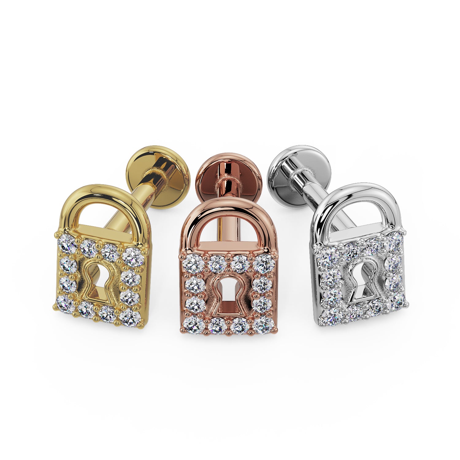 Fresh Trends Body Jewelry Lock Diamond Earring