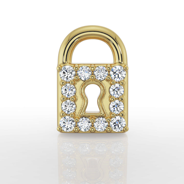 Lock Diamond 14K Gold Flat Back Earring