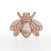 14K rose gold bee flat back cartilage earring, straight-on front view showing wing and body detail