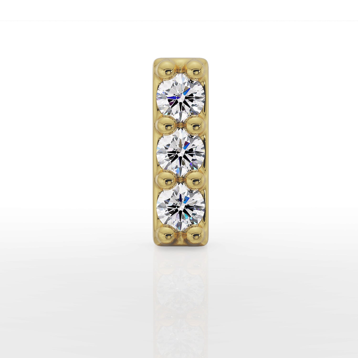 Trinity Cubic Zirconia Bar 14K Gold Flat Back Earring