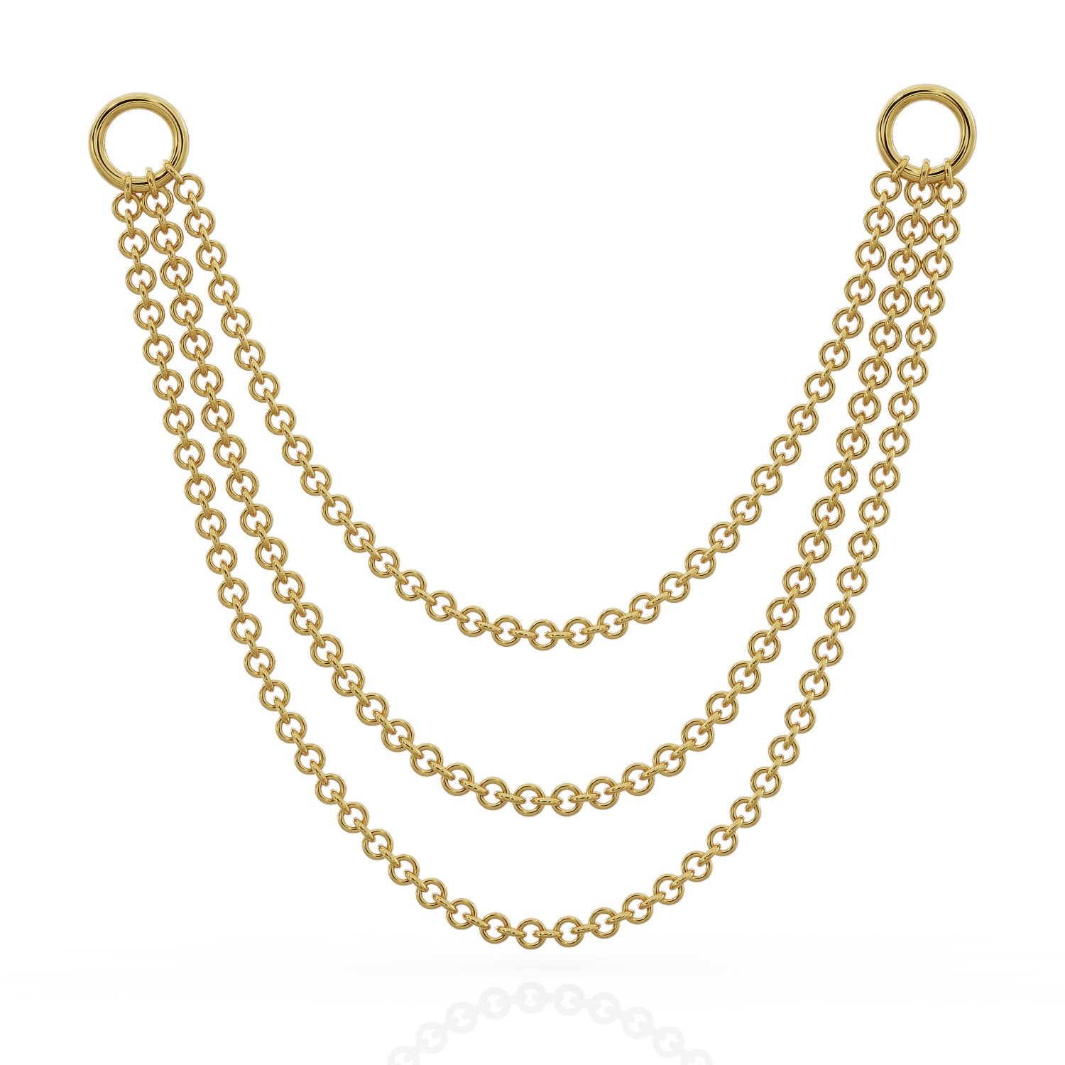 Three Link Chains Piercing Jewelry Add-on Accessory-Yellow Gold   36mm