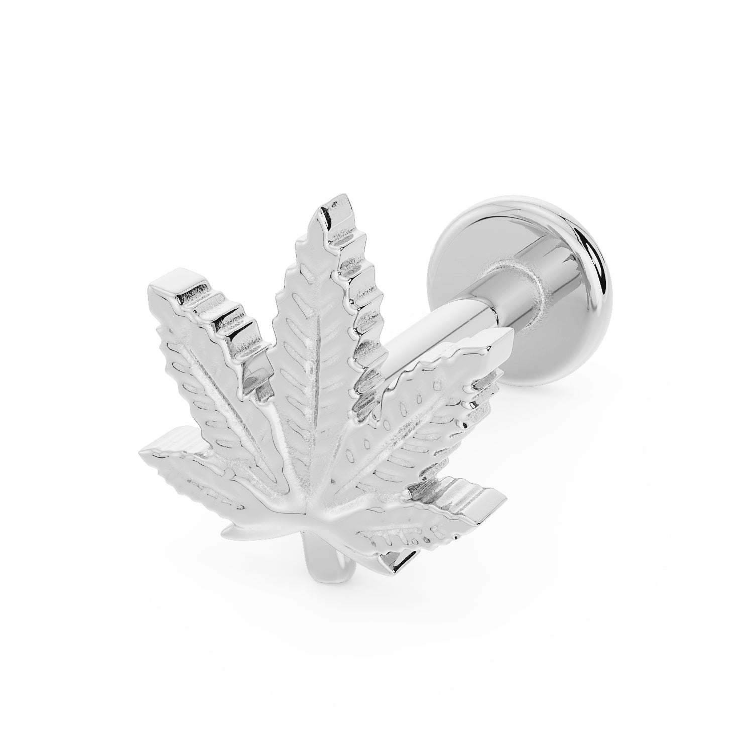 Marijuana Pot Leaf 14K Gold Flat Back Earring