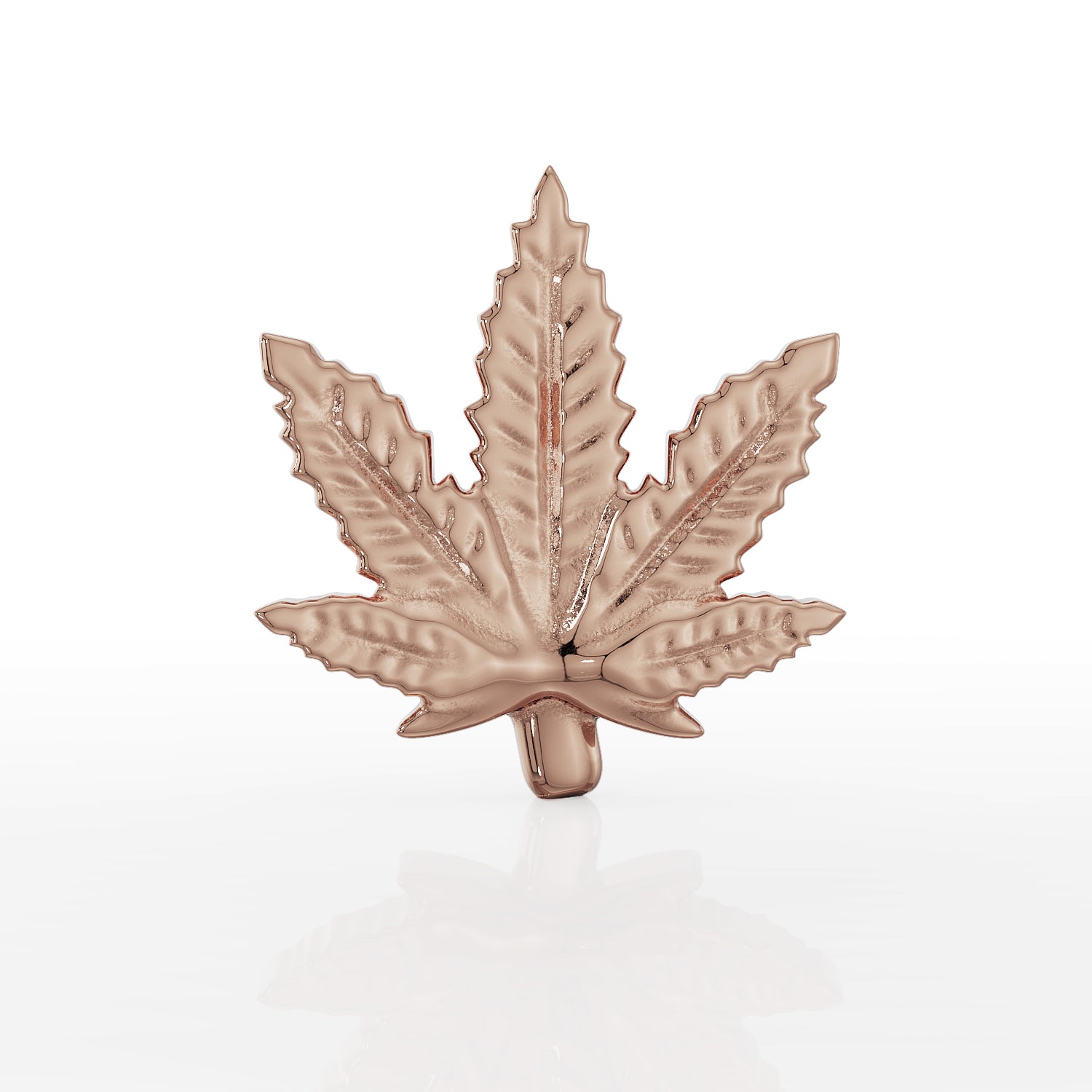 Marijuana Pot Leaf 14K Gold Flat Back Earring