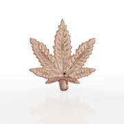 14K rose gold cannabis leaf flat back charm, front view showing warm blush tone and detailed leaf texture