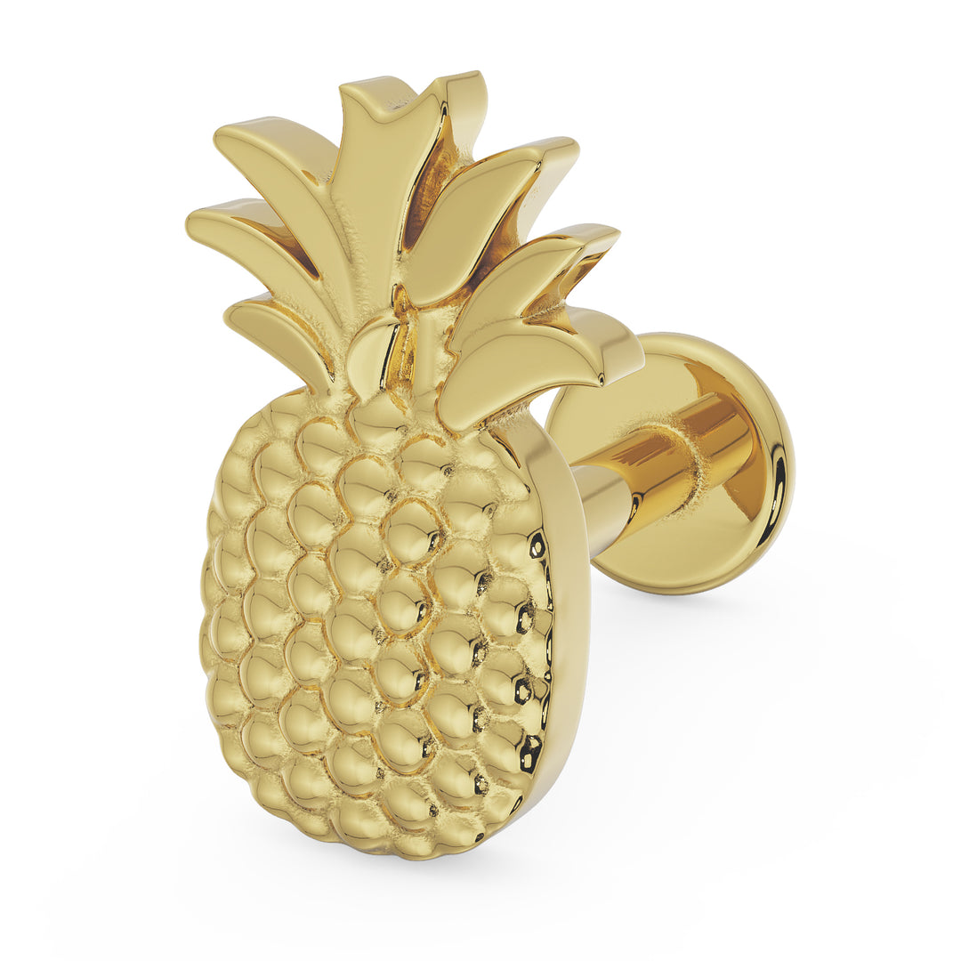 Pineapple 14K Gold Flat Back Earring