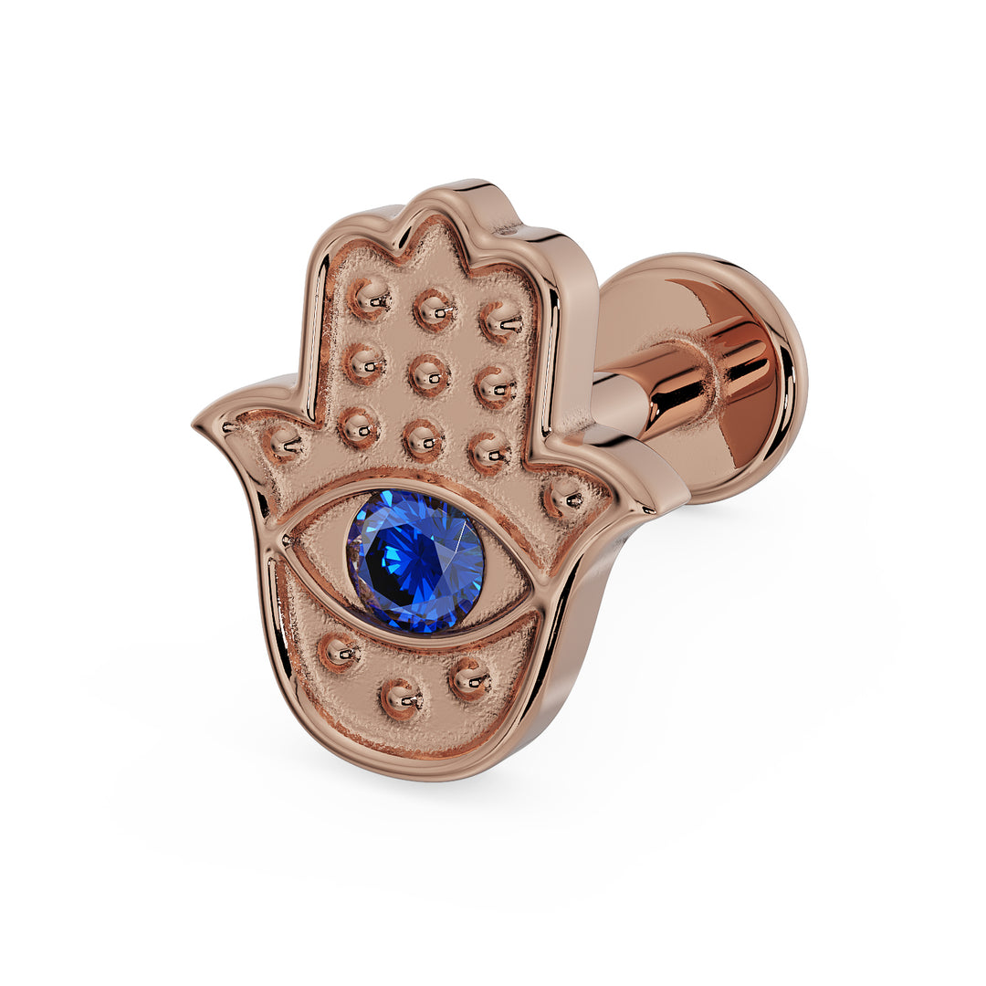 Hamsa with Sapphire Evil Eye Flat Back Earring