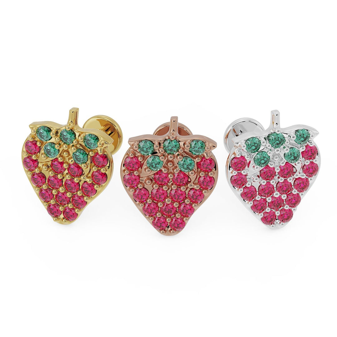 Strawberry Emerald Garnet Flat Back Earring