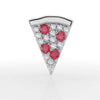 14K white gold pepperoni pizza labret top front view showing garnet and diamond stone layout