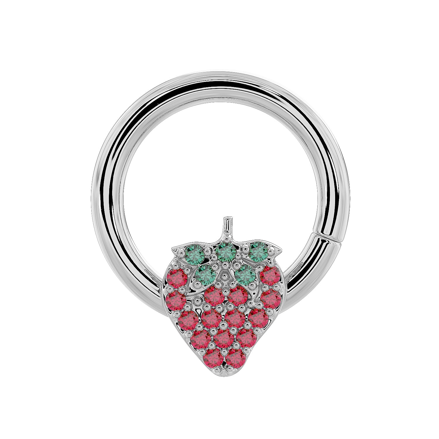 Strawberry Emerald 14K Gold Seam Ring Hoop