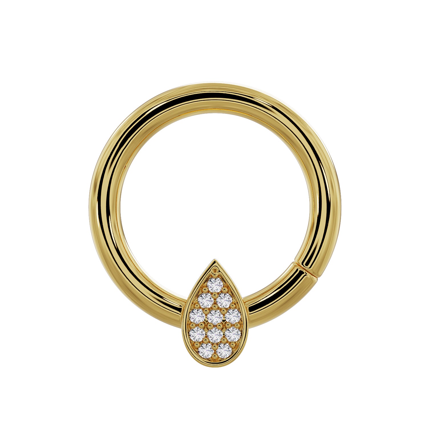 Teardrop Diamond Pave 14K Gold Seam Ring Hoop