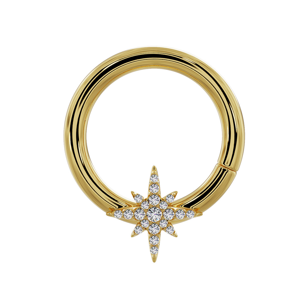 North Star Diamond 14K Gold Seam Ring Hoop