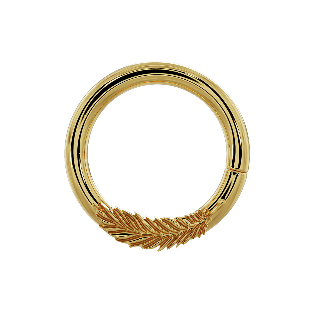 Feather - Right 14K Gold Seam Ring Hoop